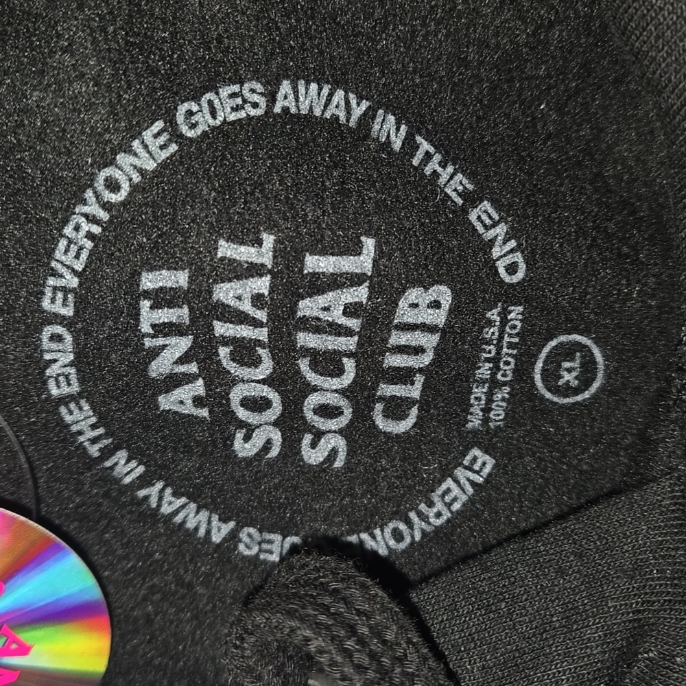 Anti Social Social Club Negative Space Hoodie Black Size XL NWT - Picture 10 of 12